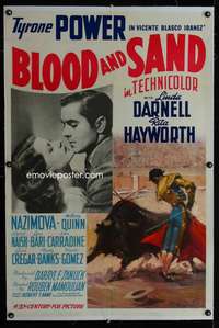 d026 BLOOD & SAND linen one-sheet movie poster '41 Power, Rita Hayworth