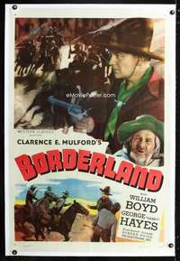 d119 BORDERLAND linen one-sheet movie poster R46 outlaw Hopalong Cassidy!