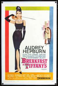 d004 BREAKFAST AT TIFFANY'S linen one-sheet movie poster '61 Audrey Hepburn