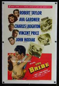 d121 BRIBE linen one-sheet movie poster '49 Robert Taylor, Ava Gardner