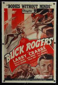 d130 BUCK ROGERS linen one-sheet movie poster '39 Buster Crabbe serial!