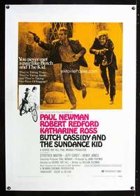 d134 BUTCH CASSIDY & THE SUNDANCE KID linen B one-sheet movie poster '69