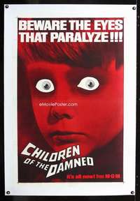 d143 CHILDREN OF THE DAMNED linen one-sheet movie poster '64 creepy image!