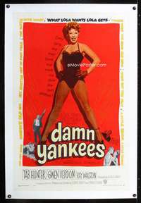 d163 DAMN YANKEES linen one-sheet movie poster '58 baseball, Gwen Verdon