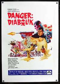 d164 DANGER DIABOLIK linen one-sheet movie poster '68 Mario Bava, John P Law