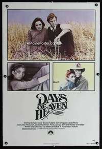 d169 DAYS OF HEAVEN linen one-sheet movie poster '78 Richard Gere, Adams