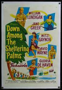 d175 DOWN AMONG THE SHELTERING PALMS linen one-sheet movie poster '51