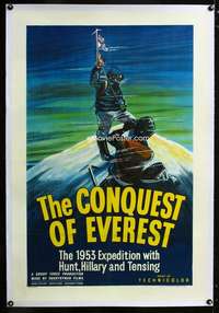 d151 CONQUEST OF EVEREST linen English one-sheet movie poster '53 Hillary