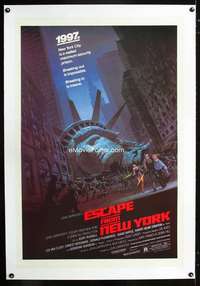 d182 ESCAPE FROM NEW YORK linen one-sheet movie poster '81 Statue of Liberty