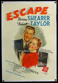 d181 ESCAPE linen style D one-sheet movie poster '40 Norma Shearer, Taylor