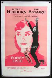 d006 FUNNY FACE linen one-sheet movie poster '57 Audrey Hepburn, Astaire