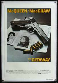 d207 GETAWAY linen one-sheet movie poster '72 Steve McQueen, Ali McGraw