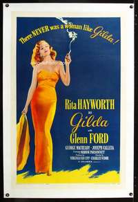 d024 GILDA linen one-sheet movie poster R59 sexy smoking Rita Hayworth!