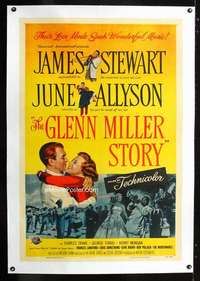 d214 GLENN MILLER STORY linen one-sheet movie poster '54 James Stewart