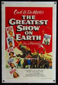 d223 GREATEST SHOW ON EARTH linen one-sheet movie poster '52 Cecil DeMille