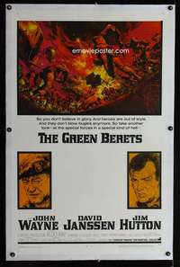 d225 GREEN BERETS linen one-sheet movie poster '68 John Wayne, David Janssen