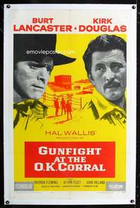 d230 GUNFIGHT AT THE OK CORRAL linen one-sheet movie poster '57 Lancaster
