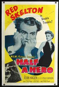 d233 HALF A HERO linen one-sheet movie poster '53 Red Skelton, Jean Hagen
