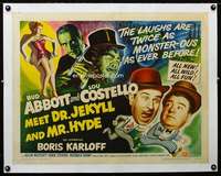 d045 ABBOTT & COSTELLO MEET DR JEKYLL & MR HYDE linen half-sheet movie poster '53