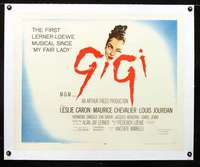 d054 GIGI linen half-sheet movie poster '58 Leslie Caron, Maurice Chevalier