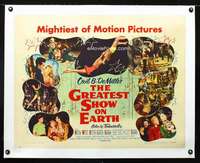 d055 GREATEST SHOW ON EARTH linen style B half-sheet movie poster '52
