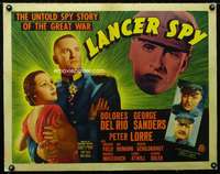 d057 LANCER SPY linen style B half-sheet movie poster '37 del Rio, Sanders