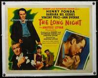 d058 LONG NIGHT linen style B half-sheet movie poster '47 Henry Fonda