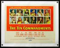 d063 TEN COMMANDMENTS linen style B half-sheet movie poster '56 DeMille