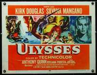 d064 ULYSSES linen half-sheet movie poster '55 Kirk Douglas, Mangano