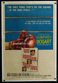 d237 HARDER THEY FALL linen one-sheet movie poster '56 Bogart, boxing!
