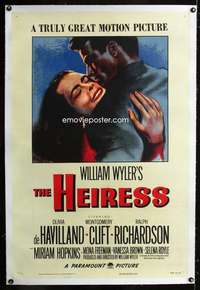 d244 HEIRESS linen one-sheet movie poster '49 William Wyler, de Havilland