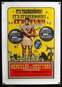 d246 HERCULES IN NEW YORK linen one-sheet movie poster '70 Schwarzenegger
