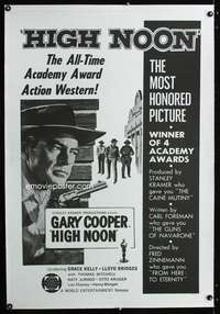 d248 HIGH NOON linen one-sheet movie poster R66 Gary Cooper, Grace Kelly
