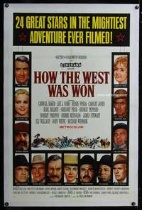 d260 HOW THE WEST WAS WON linen one-sheet movie poster '64 John Ford epic!