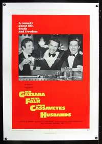 d263 HUSBANDS linen one-sheet movie poster '70 Ben Gazzara, Falk, Cassavetes