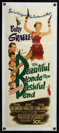 d034 BEAUTIFUL BLONDE FROM BASHFUL BEND linen insert movie poster '49