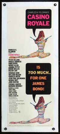 d037 CASINO ROYALE linen insert movie poster '67 all-star Bond spoof!