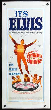 d040 FRANKIE & JOHNNY linen insert movie poster '66 Elvis Presley