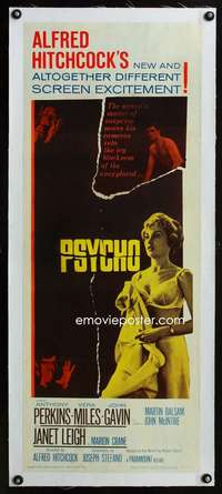 d020 PSYCHO linen insert movie poster '60 Leigh, Perkins, Hitchcock