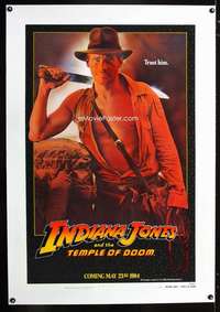 d270 INDIANA JONES & THE TEMPLE OF DOOM linen int'l teaser one-sheet movie poster '84