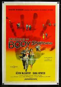 d273 INVASION OF THE BODY SNATCHERS linen one-sheet movie poster '56 sci-fi
