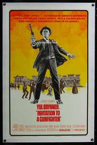 d274 INVITATION TO A GUNFIGHTER linen one-sheet movie poster '64 Yul Brynner