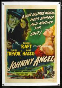 d279 JOHNNY ANGEL linen one-sheet movie poster '45 George Raft, Claire Trevor