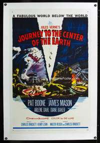 d281 JOURNEY TO THE CENTER OF THE EARTH linen one-sheet movie poster '59