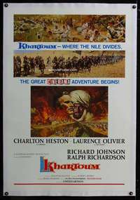 d286 KHARTOUM linen style B Cinerama one-sheet movie poster '66 Heston