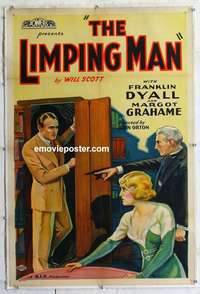 d301 LIMPING MAN linen one-sheet movie poster '31 English mystery!