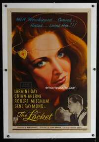 d304 LOCKET linen one-sheet movie poster '46 Laraine Day, Robert Mitchum