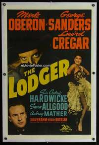 d305 LODGER linen one-sheet movie poster '43 Cregar as Jack the Ripper!