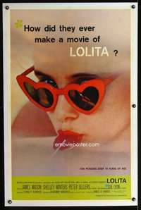 d306 LOLITA linen one-sheet movie poster '62 Kubrick, sexy Sue Lyon!