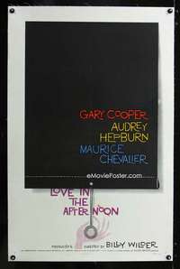 d008 LOVE IN THE AFTERNOON linen one-sheet movie poster '57 Saul Bass art!